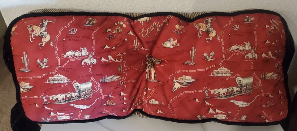 Classique Designs 26"x 12" Western Open Range Map Pillow Black Velvet Borders  - Image 1 of 4