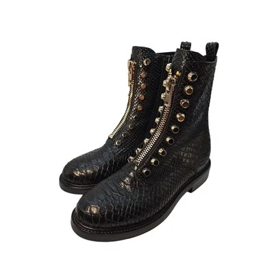 Botas de Combate Jeffrey Campbell Tonette Negras Serpiente Adornadas Bloque Tacón Grueso Foto 1 de 4