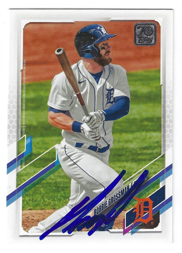 ROBBIE GROSSMAN DETROIT TIGERS SIGNED CARD A'S ROYALS BRAVES TWINS ASTROS RANGER - Image 1 of 1