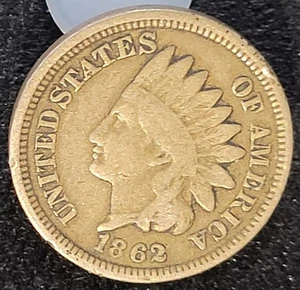 1862 Indian Head Cent, teilweise LIBERTY, schöne Mid Grade Münze - Bild 1 von 2