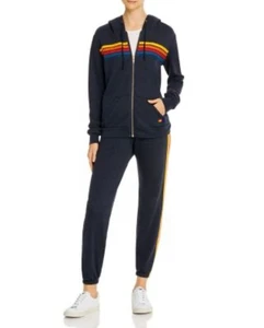 Aviator Nation Rainbow Stripe Hoodie And Sweatpants Joggers Set Charcoal Size XS - Picture 1 of 9