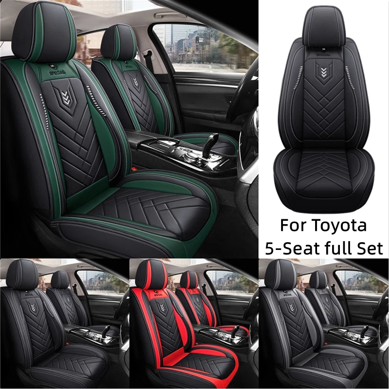Juego completo de funda de asiento de cuero PU de 5 asientos para Toyota Camry 4Runner 86 Prius Yaris R Foto 1 de 4
