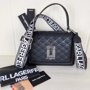 Nuevo con etiquetas Bolso Bandolera Karl Lagerfeld Paris Simone Fans Cuero Negro Asa Superior - Imagen 1 de 20