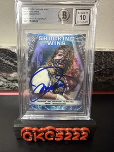 MANKIND MICK FOLEY SIGNED 2020 TOPPS CHROME SHOCKING WINS BECKETT AUTO GRADE 10 - Picture 1 of 4