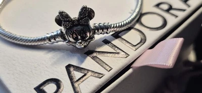 Pandora Disney Minnie Mouse Sterling Silver Snake Chain Bracelet 19CM - Image 1 of 4