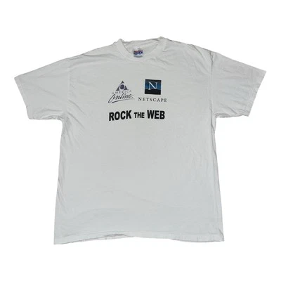 Camiseta Vintage Años 90 Netscape America Online AOL XLarge Promo Rock The Web RARA Foto 1 de 4