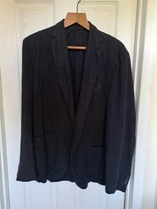 Massimo Dutti Cotton Linen Jacket Size 44cm Chest. Navy blue. - Picture 1 of 10