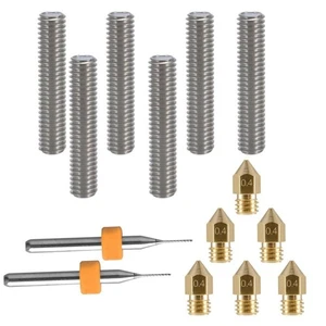 3D Printer Extruder Brass Head Nozzle+M6 Throat Tube + Drills Accessory Parts G - Photo 1/6