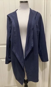 Real Comfort Chadwick Blue Hooded Open Jacket/Cardigan Lightweight SZ 2X - Picture 1 of 12