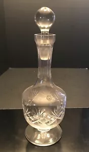 Vintage Tall Cut Glass Decanter with Cut Glass Stopper Large Made in Romania - Picture 1 of 8