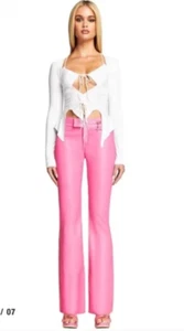 I. AM. GIA Reika Pink Faux Leather Pants XS Flared Mid Waist Y2K - Picture 1 of 15