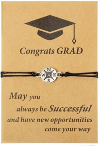 Brazalete de cordón ajustable brújula regalo graduado senior graduado graduado con mensaje - Imagen 1 de 3