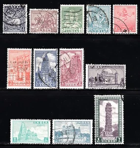 INDIA 1949 ARCHAEOLOGY TEMPLE SHORT SET TO 1r SCOTT 207-218 USED - Picture 1 of 1
