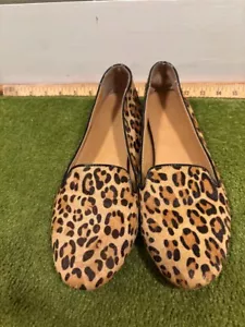 J Crew Leopard Print Calf Hair Leather Flats Loafers Womens SZ9.5 Animal - Picture 1 of 7