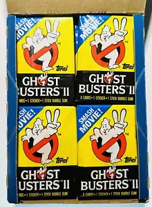 1989 Topps Ghostbusters 2, 1 confezione cera sigillata da scatola di cera, 8 schede e 1 adesivo - Foto 1 di 3