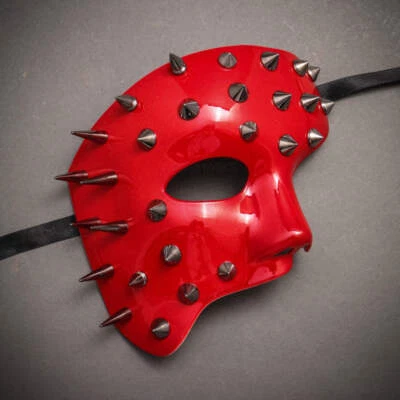 ILOVEMASKS Phantom Half Face Steampunk with Spikes Grossy Red Costume Party Mask - Image 1 of 3
