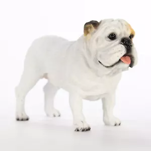 Bulldog Figurine Hand Painted Statue White - Picture 1 of 1