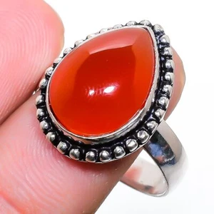 Carnelian Handmade Gemstone 925 Sterling Silver Jewelry Ring 11 a957 - Picture 1 of 6