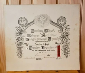Antique Sunday School Certificate Melrose (MASS) Congregational Church 6/16/1912 - Picture 1 of 4