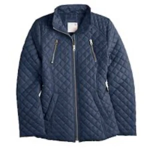 Girls SO Quilted Barn Jacket Slim Puffer Jacket Navy Coat Size 6/6X EUC - Picture 1 of 7