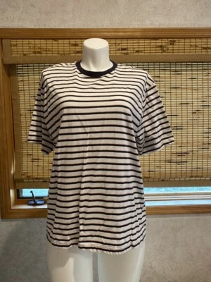 切诺基圆领针织上衣白色条纹蓝色、灰色、橙色 ~ XL 码 — 第 1/4 张图片