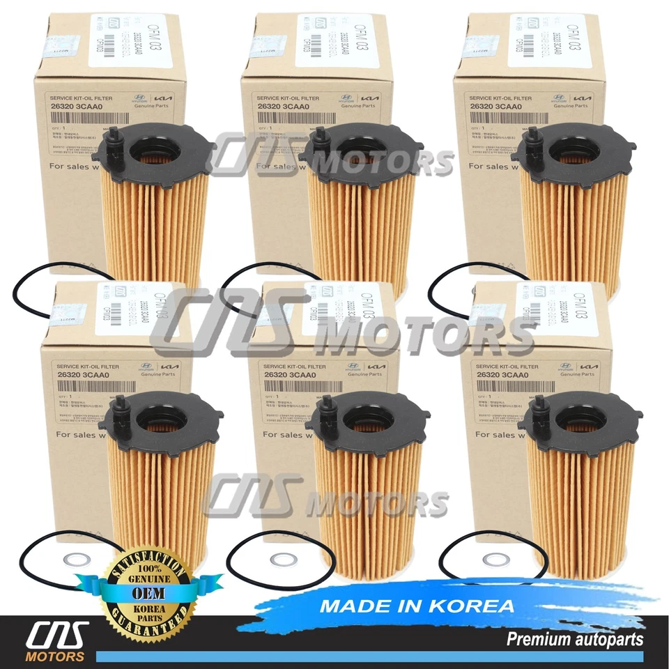 Filtros de Aceite Originales Paquete de 6 Para Hyundai Santa Fe Azera 2010-2019 Foto 1 de 4