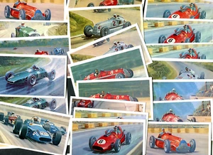 50x MOBIL OIL "THE STORY OF THE GRAND PRIX" Inc. JUAN FANGIO X3 CARDS - Picture 1 of 7