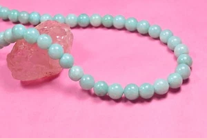 8 mm Blau Amazonit Glatt Rund Edelstein Perlen Männer Frauen Handarbeit Halskette 20 Zoll - Bild 1 von 9