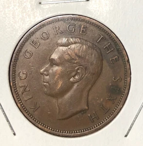 1952 New Zealand 1 Penny Bronze Coin-King George VI-KM#21 - Picture 1 of 4