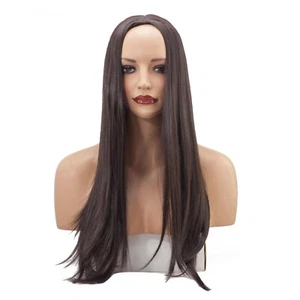 Ladies 3/4 Half Wig Dark Brown #4 Straight 22" Heat Resistant Synthetic Hair - Picture 1 of 6