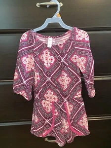 Little Girls Justice Romper Size 6 Pink Bandana Romper Summer 3/4 Leave Sleeve - Picture 1 of 2