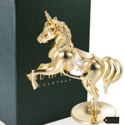 Matashi 24K Gold Plated Crystal Studded Unicorn Ornament For Wedding Gift - Image 1 of 4