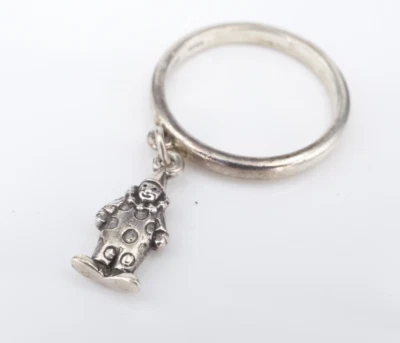 James Avery 3D Clown Dangle Charm Band Ring Sterling Silver 6.5 Retired RS3743 - Image 1 of 3