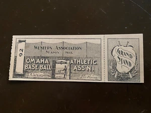 VINTAGE   BASEBALL ORIGINAL 1895 OMAHA HOGS  MINOR LEAGUE TICKET MINT - Bild 1 von 4