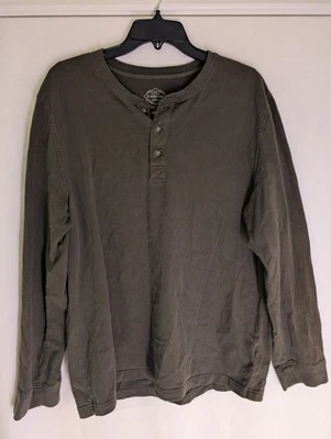 St Johns Bay Legacy Henley Shirt Mens Large Brown Long Sleeve Cotton - Image 1 of 4