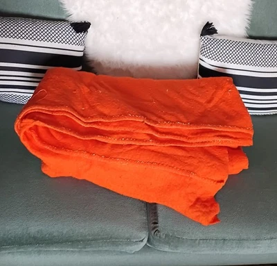 Vintage 1970s bright orange double bed blanket acrylic - Image 1 of 4