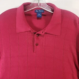 Paul Frederick Polo Shirt Mens XXL Red 100% Silk Blend Casual Preppy Short Sleev - Picture 1 of 7