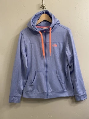 Moletom com capuz feminino The North Face tamanho grande azul zíper completo lã - Imagem 1 de 4