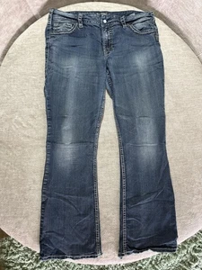 Silver Jeans Suki Jeans Damen 34x32 blau Bootcut Kontrastnähte distressed - Bild 1 von 10