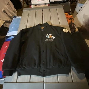Vintage 90s Mass Conn Braves Hockey Wool Varsity Bomber Jacket Sz XXL VERY RARE! - Picture 1 of 11