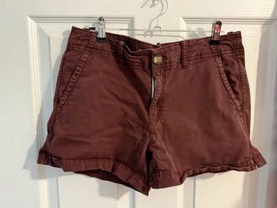 Pantalones cortos midi American Eagle Outfitters para mujer talla 8 rojo borgoña bolsillos elásticos Foto 1 de 4