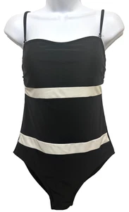 Traje de baño Catalina para mujer talla M 8-10 negro con camiseta sin mangas bandeau blanca de una pieza - Imagen 1 de 6