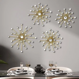 4 piezas Starburst decoración de pared cristal brillante arte de pared pedrería Sunburst hogar D... - Imagen 1 de 7