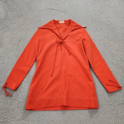 Винтажный 50-х 60-х John Meyer Топ женщин 12 оранжевый бабочка воротник диско ретро - Изображение 1 из 4