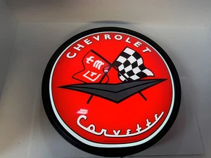 Chevrolet Corvette Lighted Flags 16" Sign Domed GM Racing Flags - Picture 1 of 15