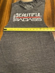 Grunt Style Women’s Gray TShirt Sleeveless “Beautiful Bad Ass” Small - Picture 1 of 6