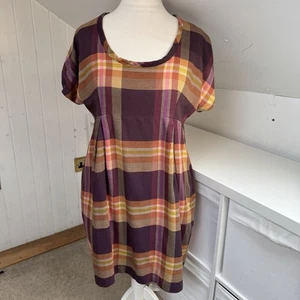 Toast Dress Size 14 Burgundy Orange Check Wool Blend Knee Length Pockets - Picture 1 of 12