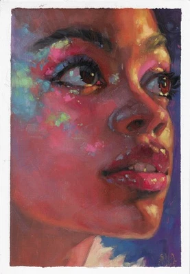 pintura original 20 х 30 cm 231ShAn pinturas al óleo retrato femenino moderno Foto 1 de 4