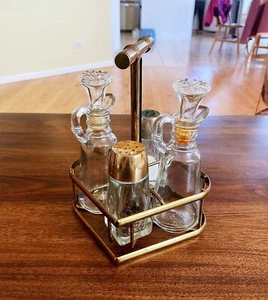 Vintage Glas und Kupfer Cruet Set - Bild 1 von 7