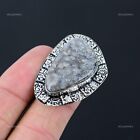 Anniversary Gift For Her Natural Fossil Coral Solitaire Ring Size 6.5 925 Silver